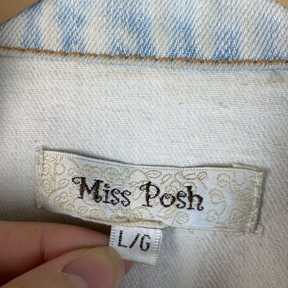 Miss Posh Button Front Light Wash Jean Jacket - Picture 7 of 7